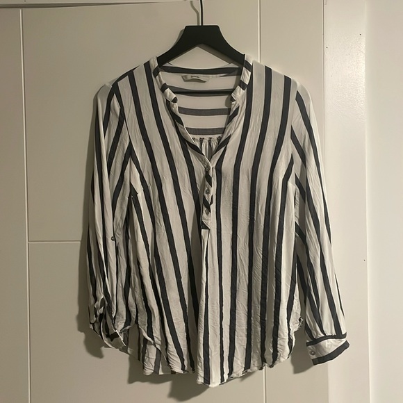 Striped Linen-like Shirt - Picture 1 of 1